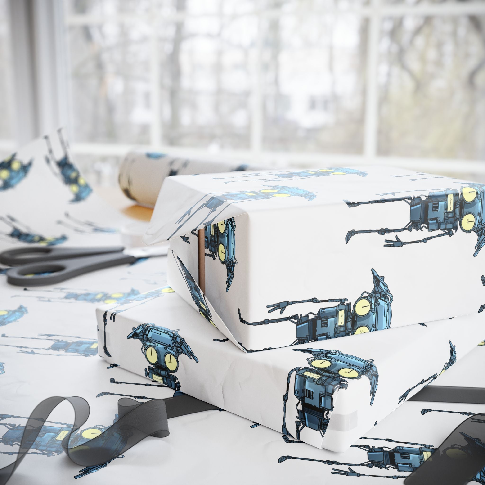 Bl!p the Bot Wrapping Paper — Cute Blue Robot