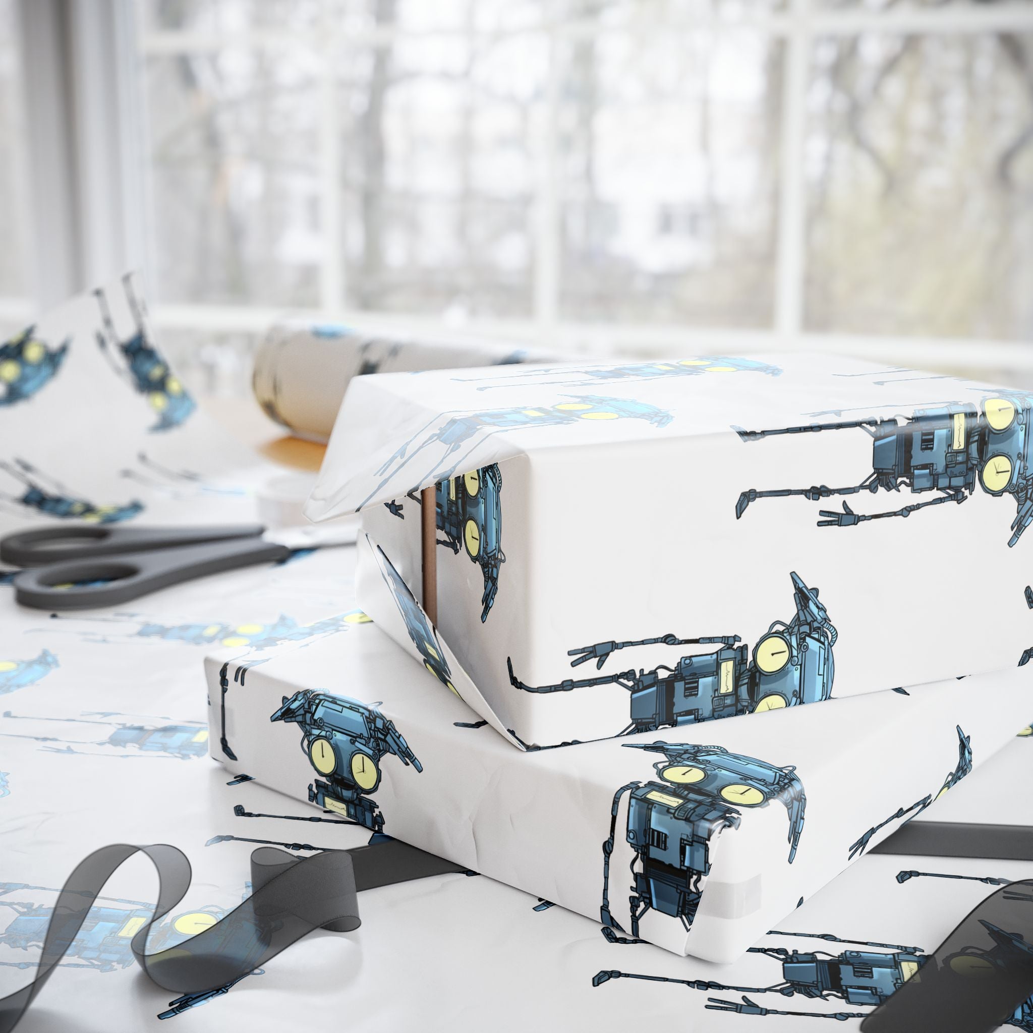Bl!p the Bot Wrapping Paper — Cute Blue Robot