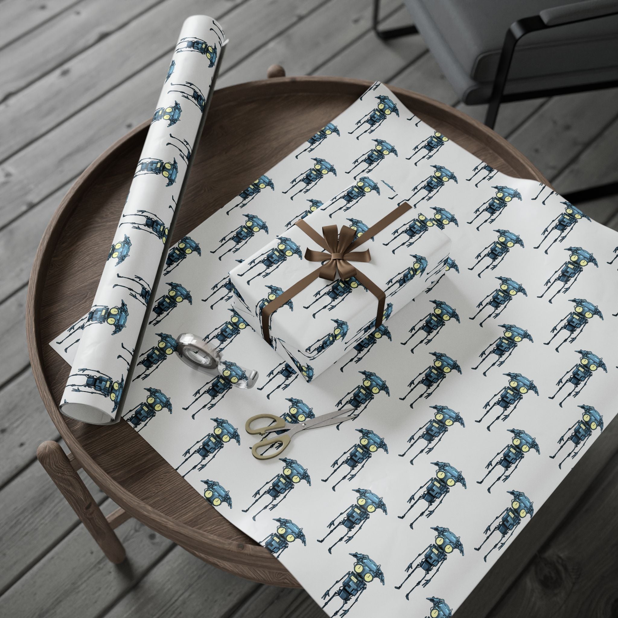 Bl!p the Bot Wrapping Paper — Cute Blue Robot