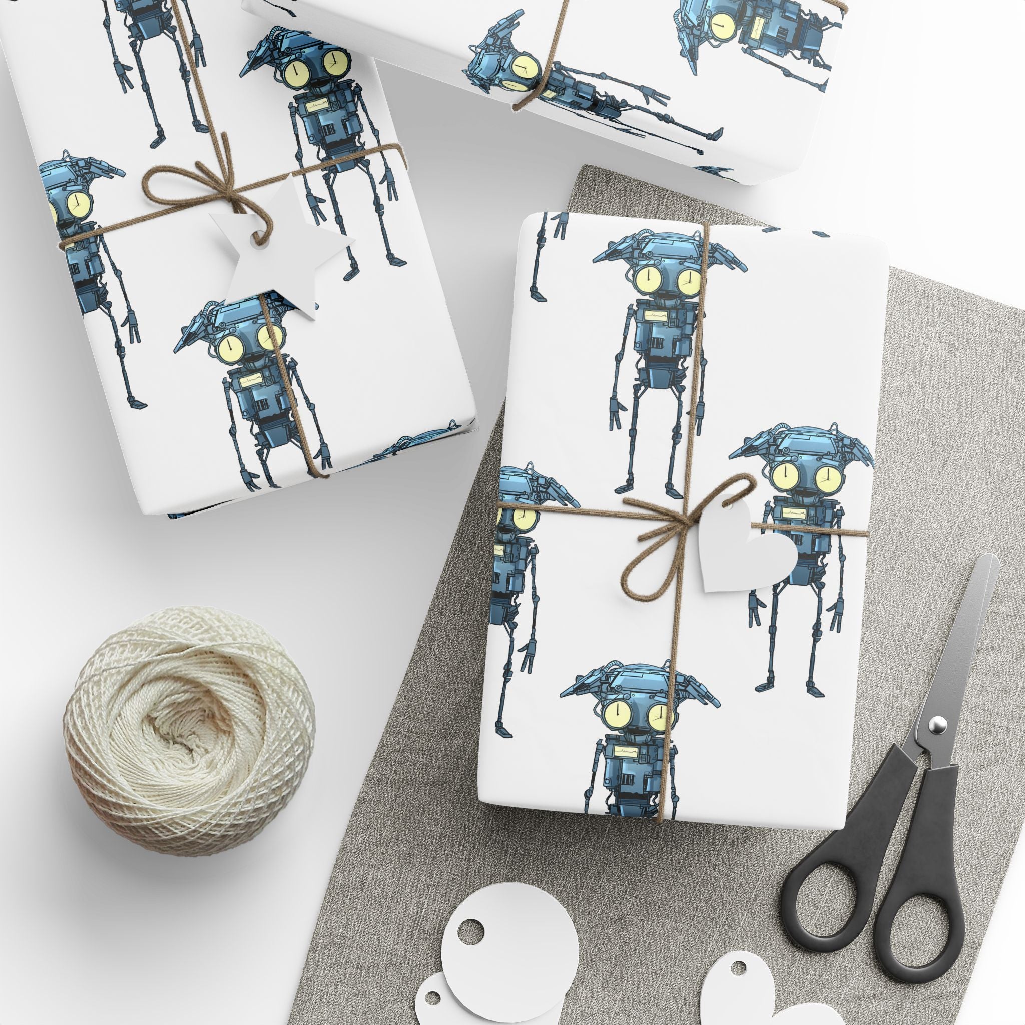 Bl!p the Bot  Wrapping Paper — Cute Blue Robot